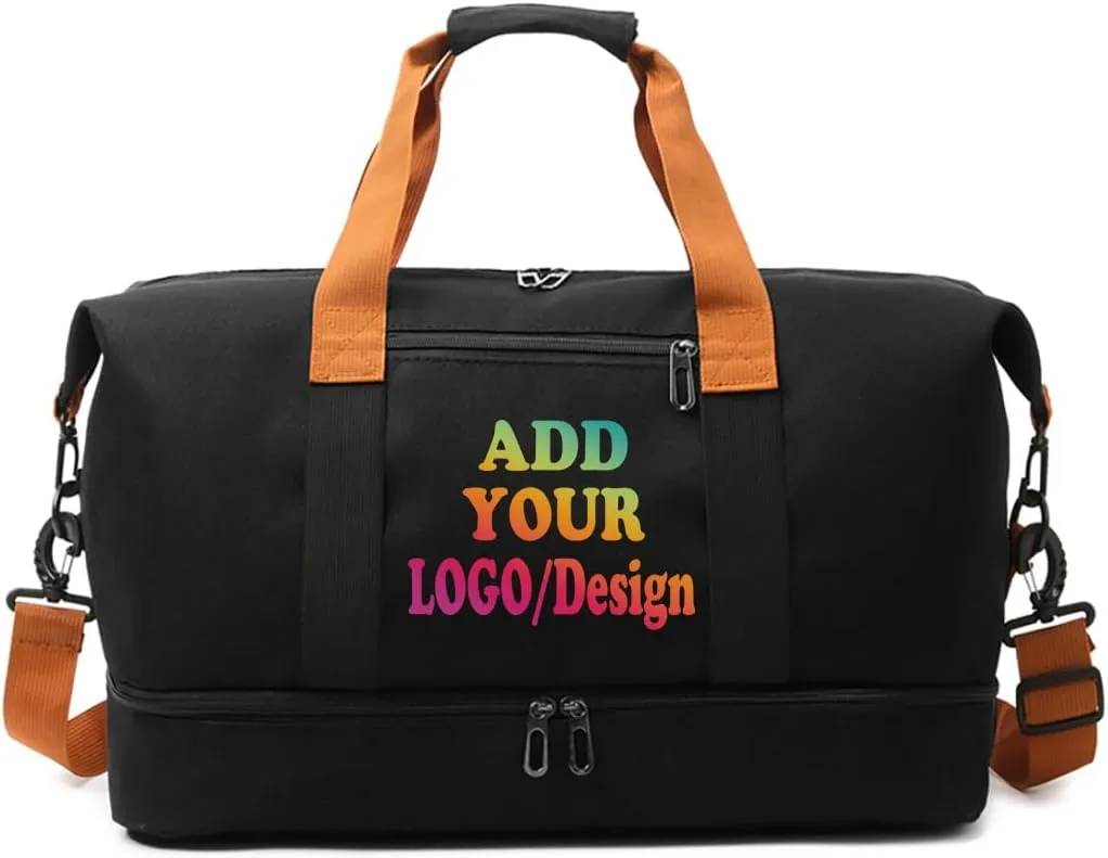 custom duffle gym bag for women travel deodorizer personalized gift print photo/TEXT/logo (Black)