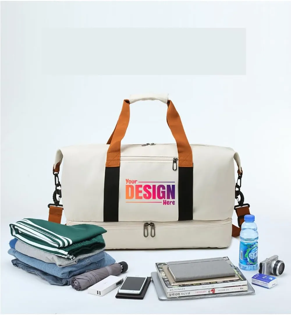 custom duffle gym bag for women travel deodorizer personalized gift print photo/TEXT/logo (Blue)