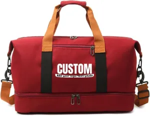 custom duffle gym bag for women travel deodorizer personalized gift print photo/TEXT/logo (Red)