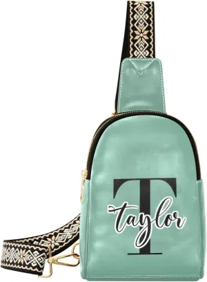 Custom Grass Green Sling Bag for Women Personalized Leather Crossbody Bags Cross Body Bag Fashionable Chest Bag with Adjustable Strap for Teen