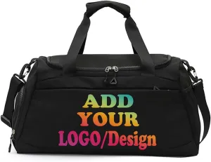 Custom Gym Bag Personalized Dance Duffle Bag Large Capacity Travel Bag For Men Women (Black)