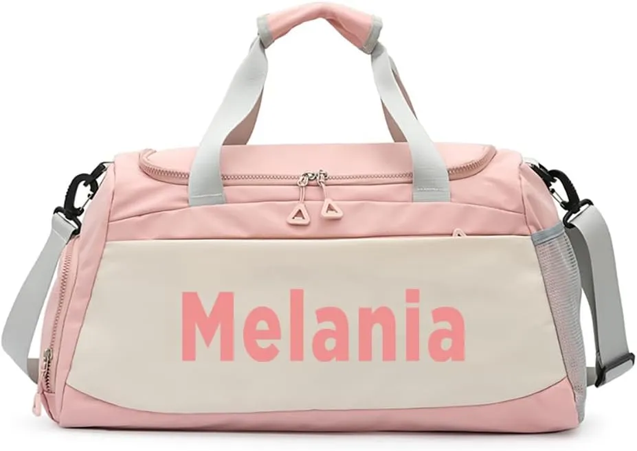 Custom Gym Bag Personalized Dance Duffle Bag Large Capacity Travel Bag For Men Women (Pink)