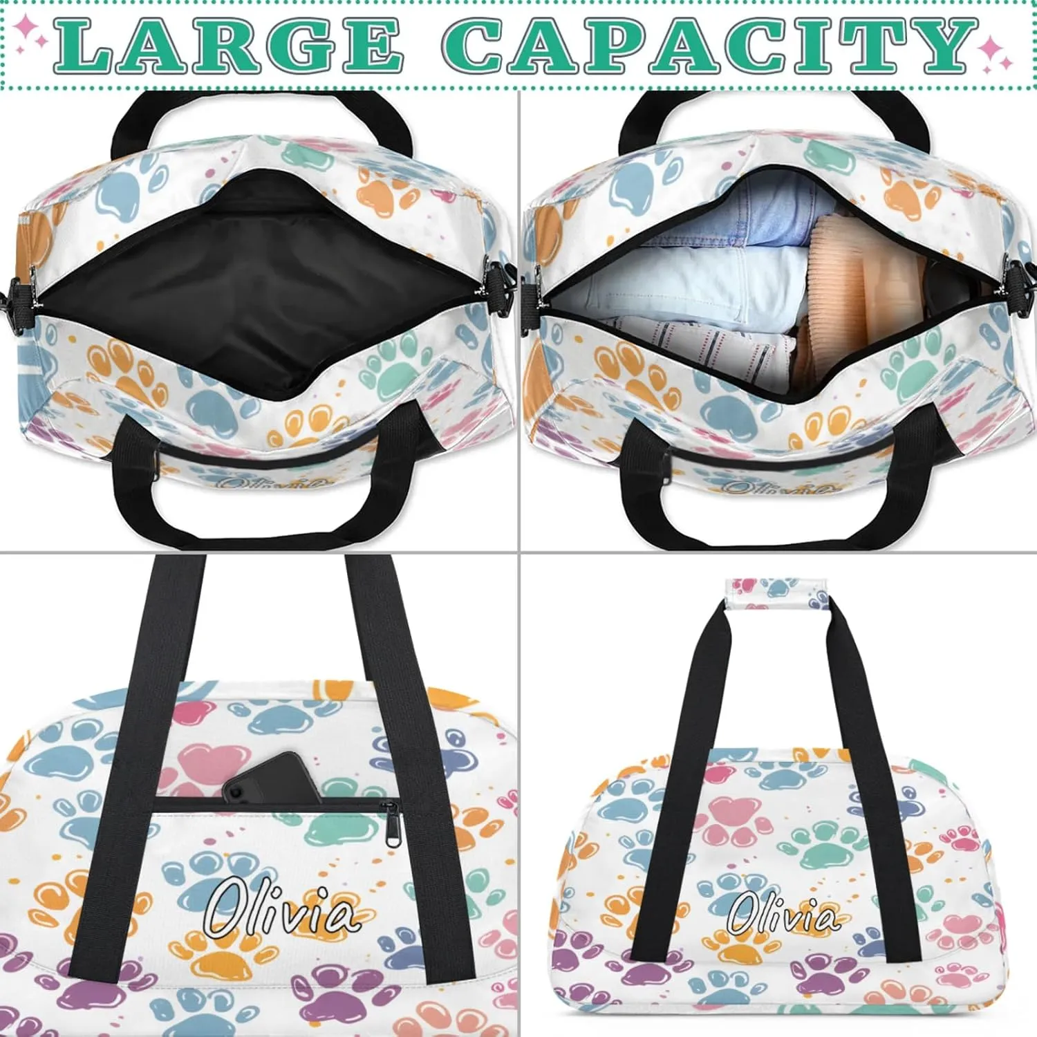 Custom Sports Gym Bag Personalized Name Travel Duffel Bag
