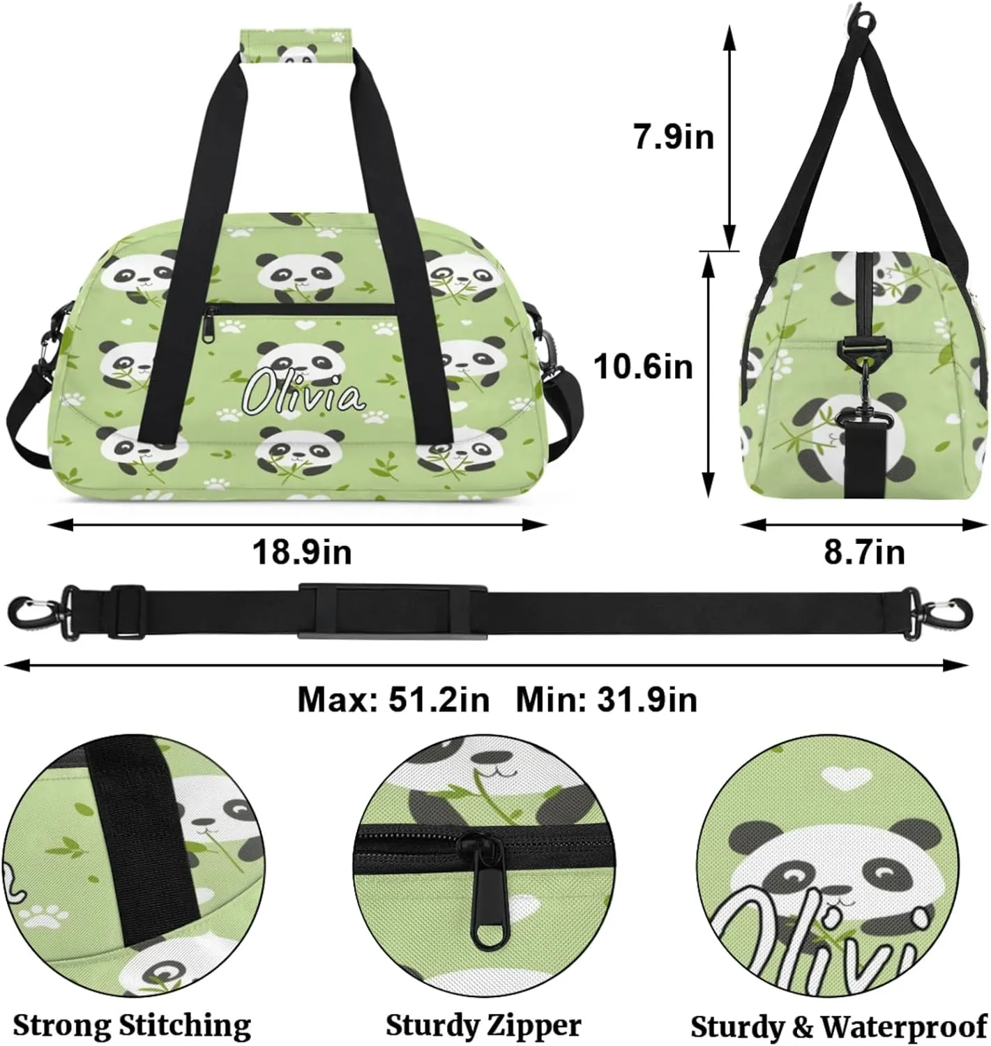 Custom Sports Gym Bag Personalized Name Travel Duffel Bag