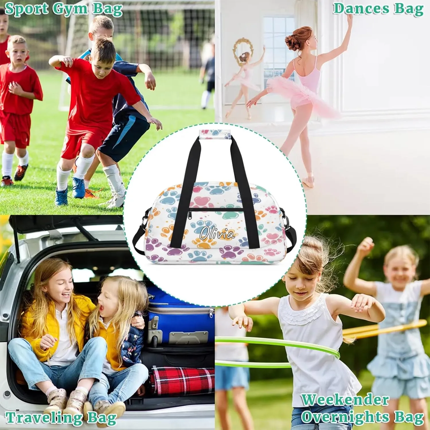 Custom Sports Gym Bag Personalized Name Travel Duffel Bag