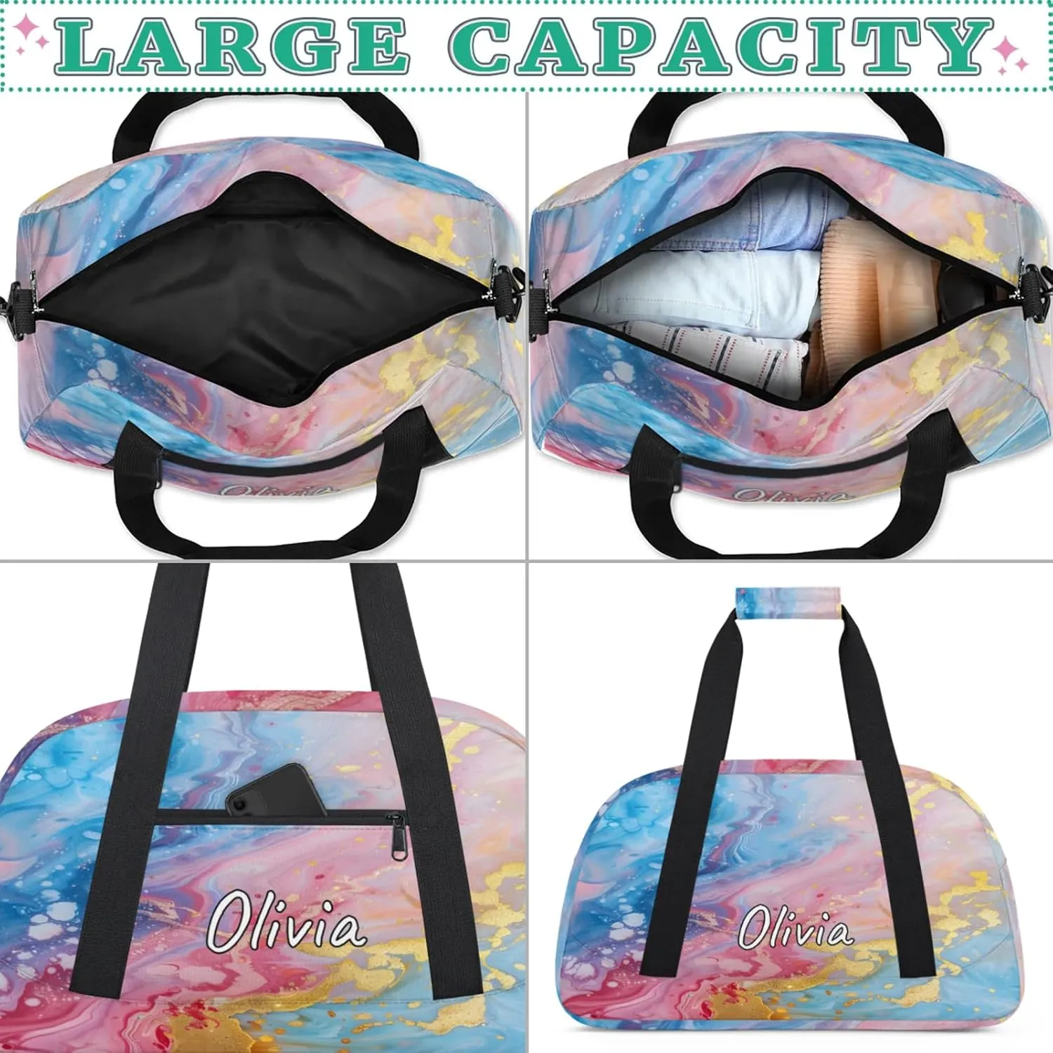 Custom Sports Gym Bag Personalized Name Travel Duffel Bag
