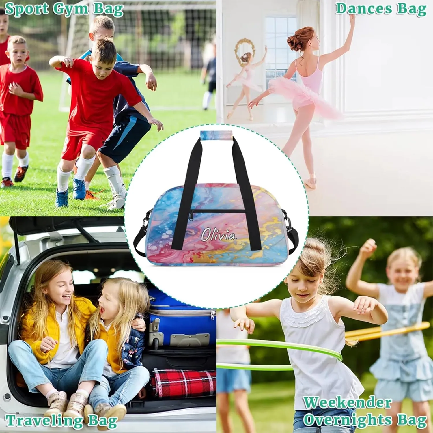 Custom Sports Gym Bag Personalized Name Travel Duffel Bag