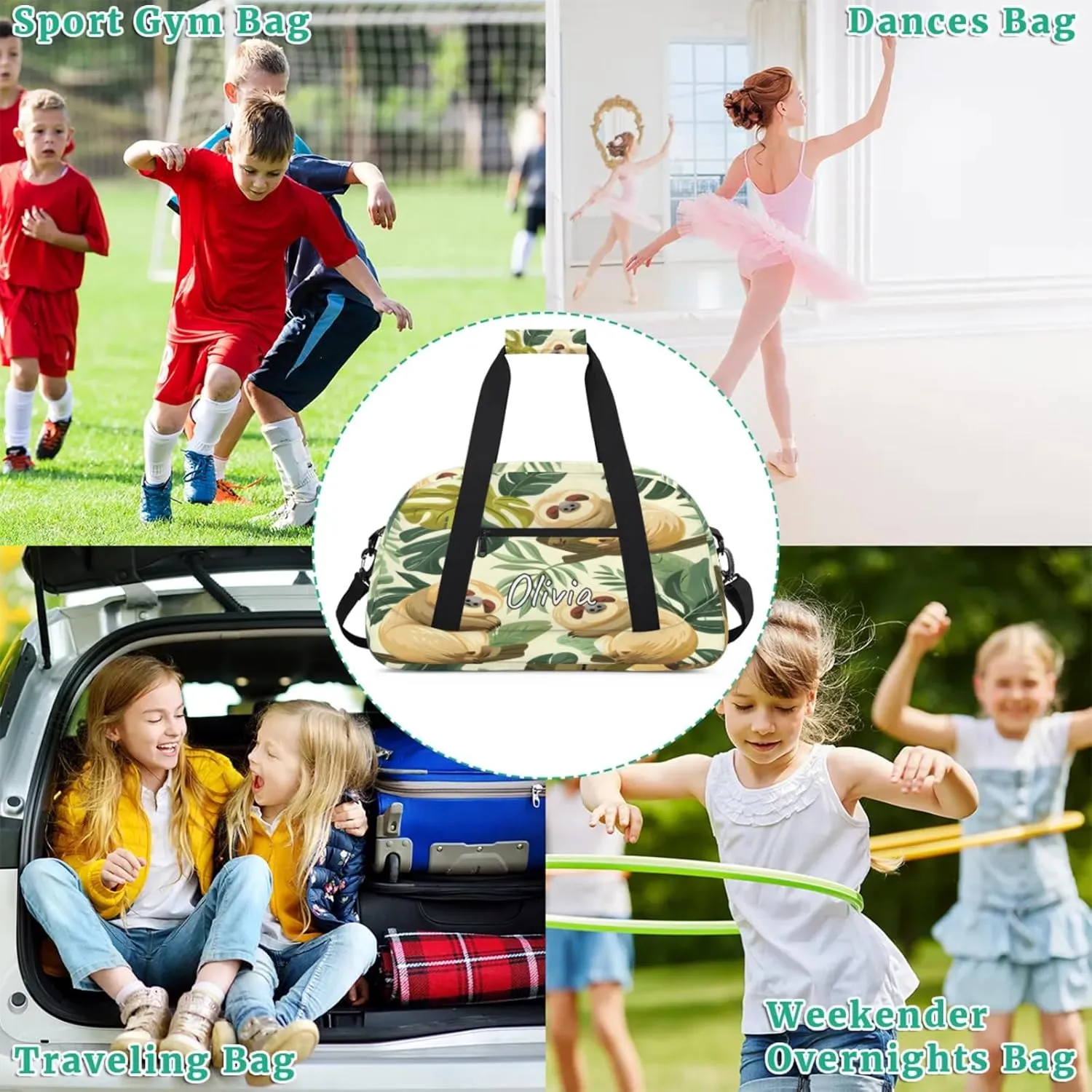 Custom Sports Gym Bag Personalized Name Travel Duffel Bag
