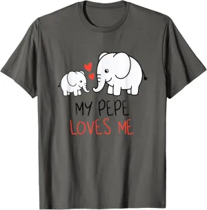 Cute Baby & Grandpa My Pepe Loves Me Elephant T-Shirt