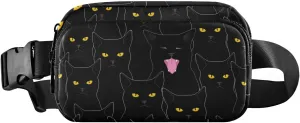Cute Black Cats Fanny Packs for Women Men Crossbody Bag Fashion Waist Packs Waterproof Sling Bag Belt Bag Waist Pouch with Adjustable Strap for Valentines Day Gifts Trip Hiking Running Bum Bag