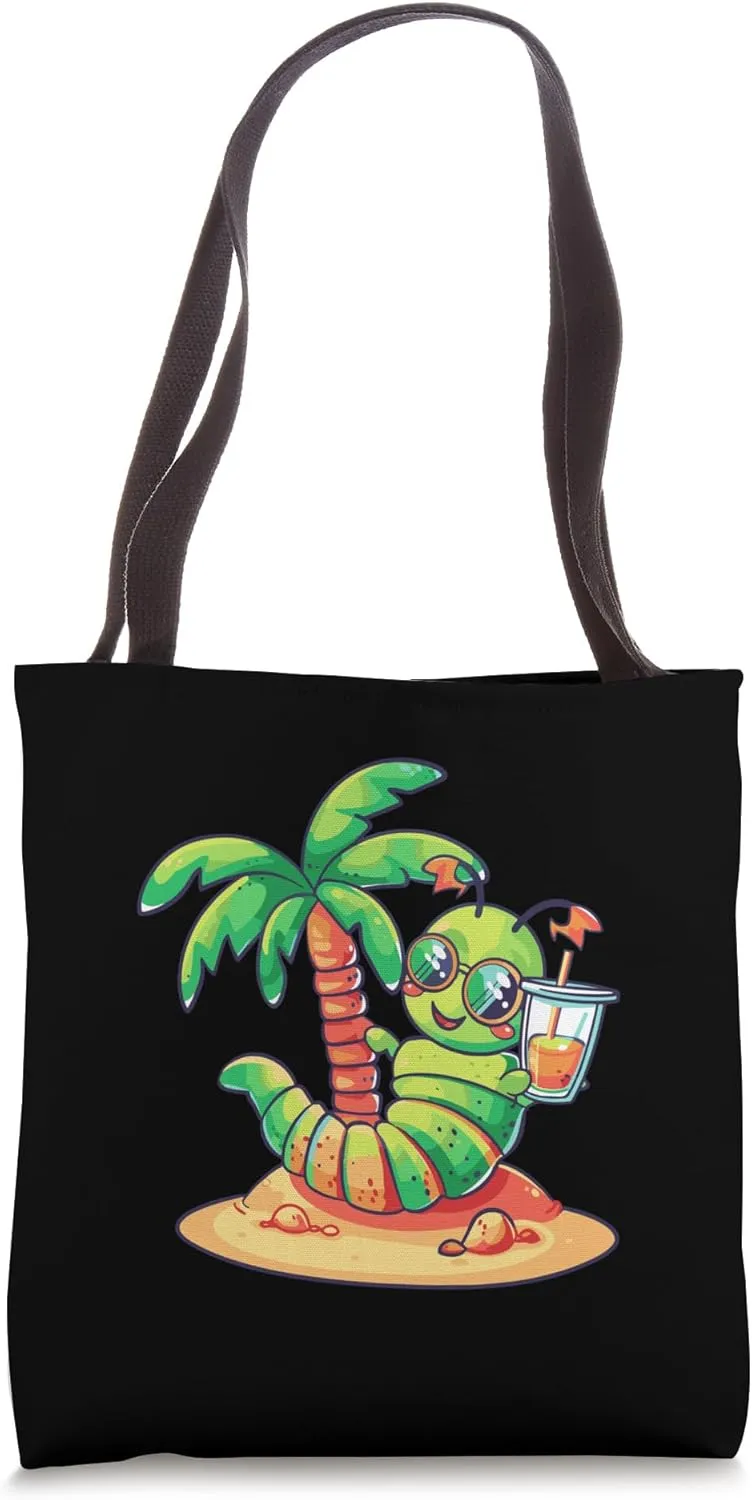 Cute Caterpillar On Beach | Vacation Travel Summer Tote Bag
