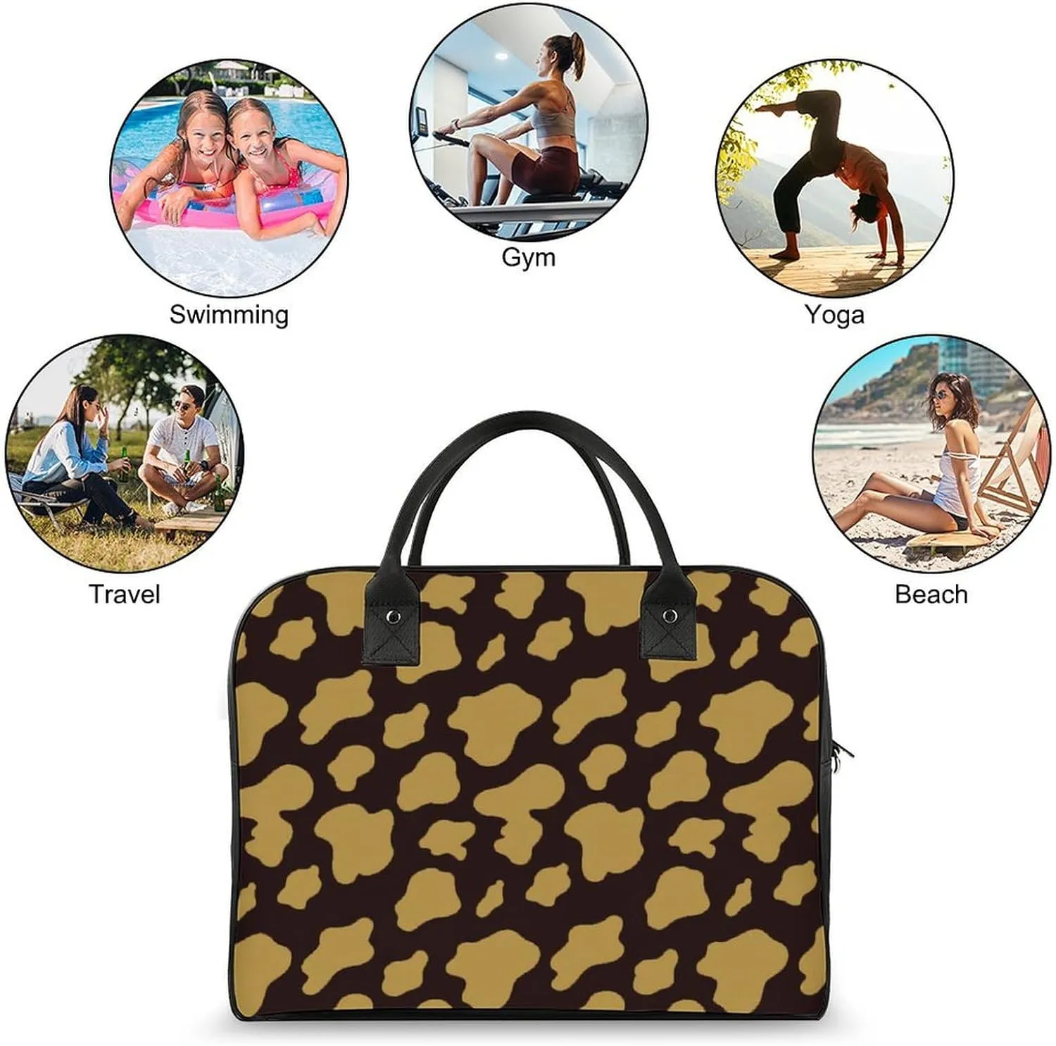 Cute Cats Head Fashionable Large Capacity Travel Handbag Unisex