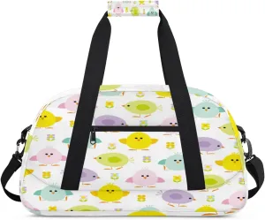 Cute Chick Gym Duffel Bag for Men Women Colorful Chick Sports Tote Bag with Adjustable Shoulder Strap for Dance Gymnastics Traveling Outdoor Camping Overnight Stay