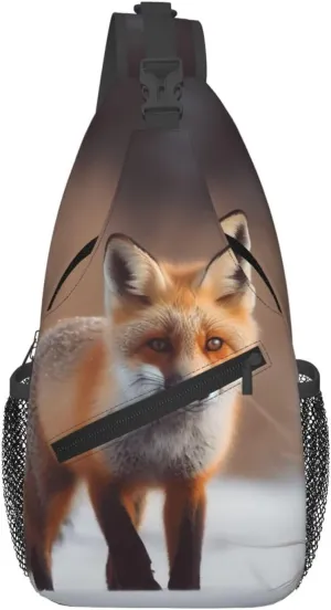 Cute Fox Sling Bag Backpack For Men Cross Chest Bag Crossbody Shoulder Bag Travel Hiking Daypack