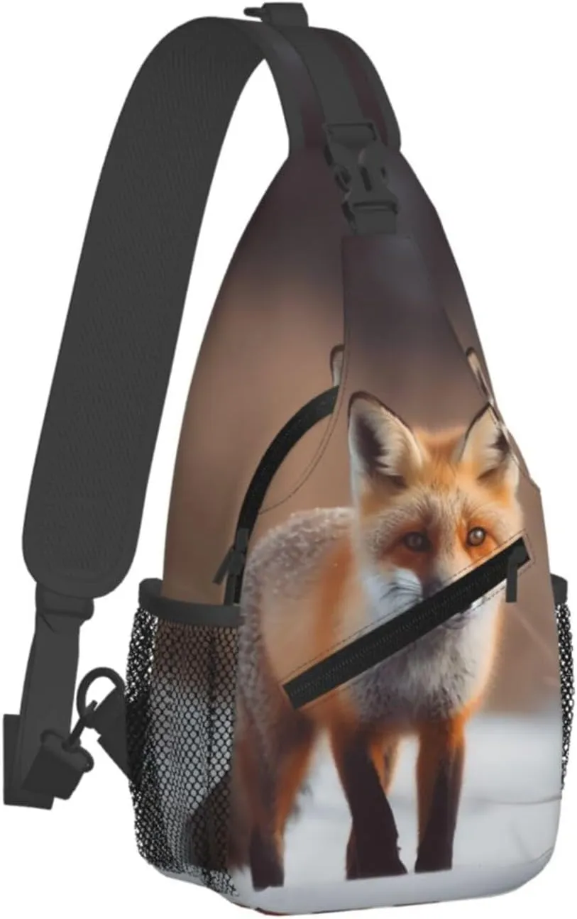 Cute Fox Sling Bag Backpack For Men Cross Chest Bag Crossbody Shoulder Bag Travel Hiking Daypack