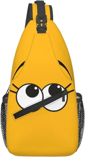 Cute Funny Cartoon Sketch Eyes Crossbody Bag Cross Chest Bag Adjustable Sling Backpack Sports Gym Shoulder Bags Travel Cycling Daypack Diagonally Casual Rucksack