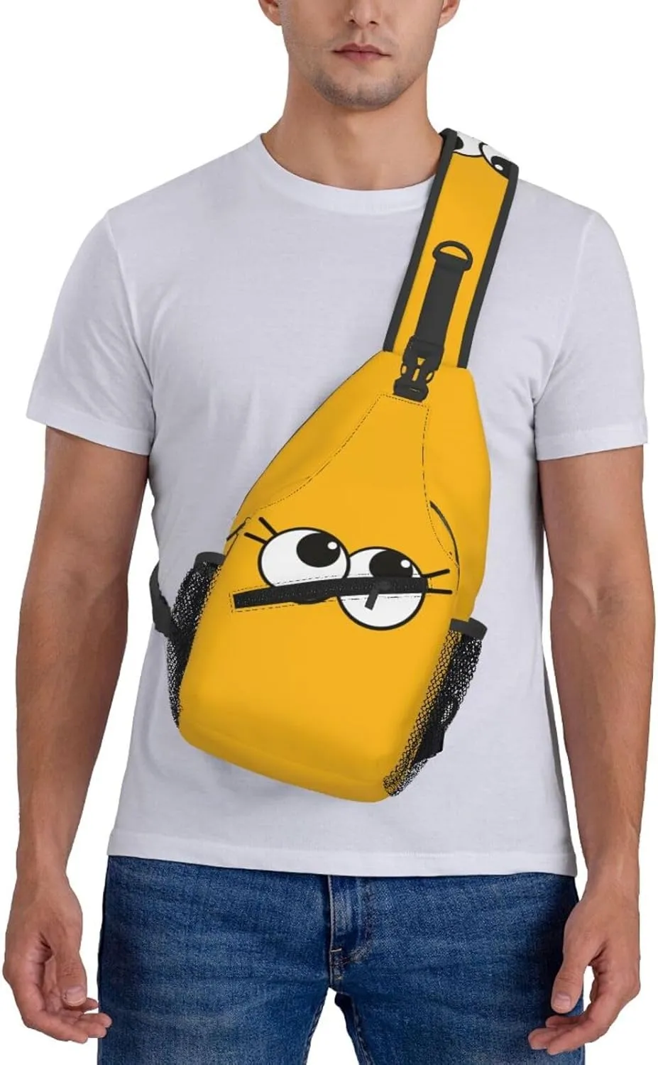 Cute Funny Cartoon Sketch Eyes Crossbody Bag Cross Chest Bag Adjustable Sling Backpack Sports Gym Shoulder Bags Travel Cycling Daypack Diagonally Casual Rucksack