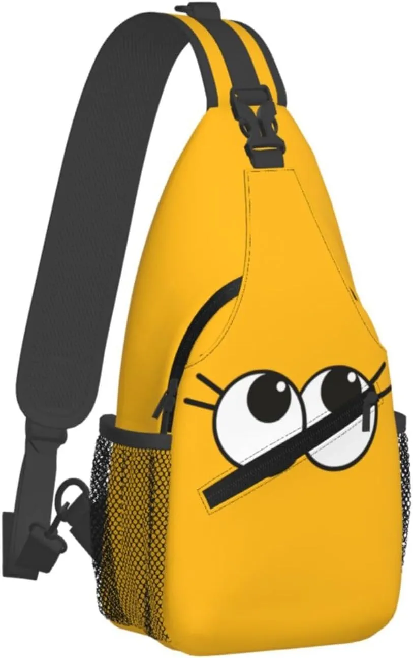 Cute Funny Cartoon Sketch Eyes Crossbody Bag Cross Chest Bag Adjustable Sling Backpack Sports Gym Shoulder Bags Travel Cycling Daypack Diagonally Casual Rucksack
