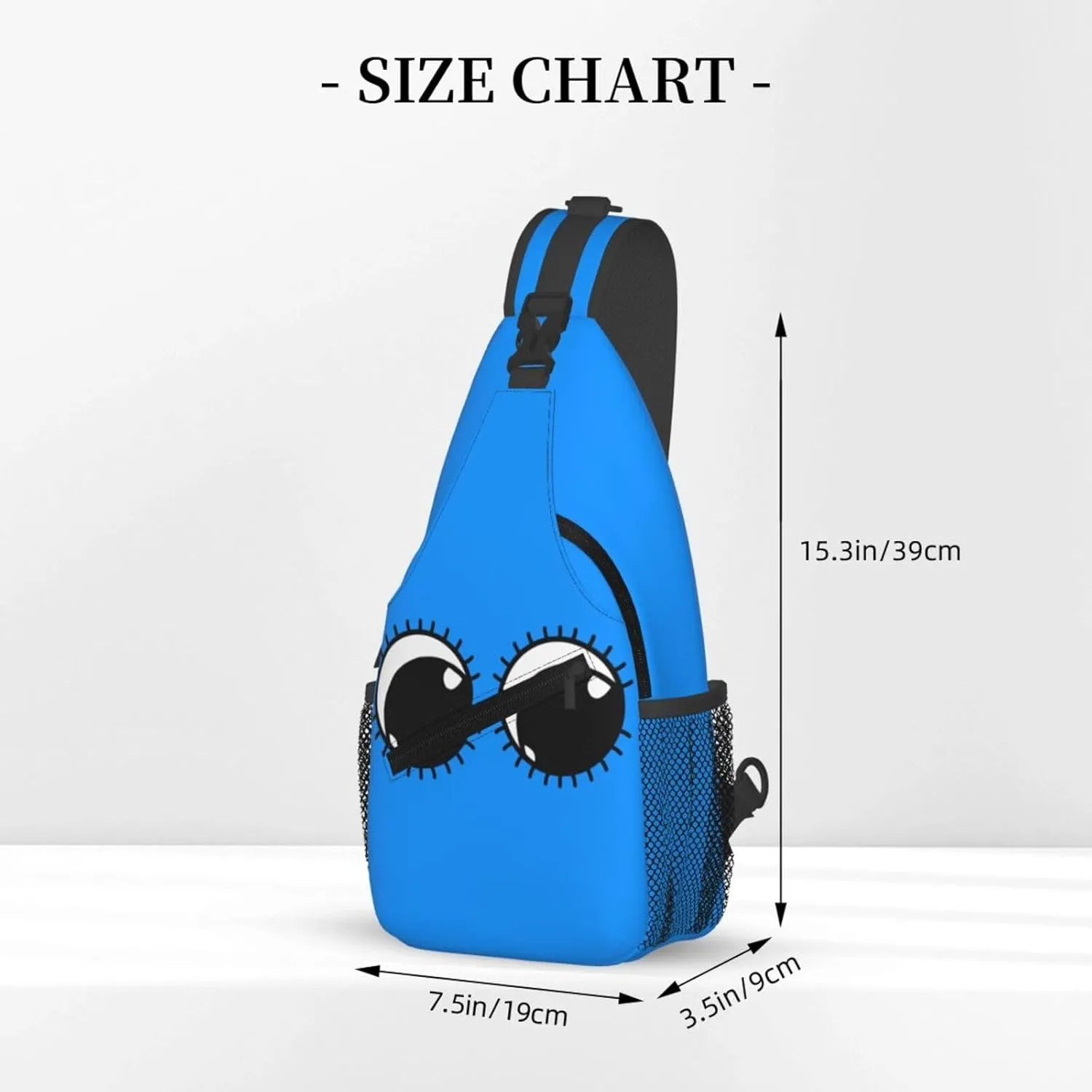 Cute Funny Cartoon Sketch Eyes Crossbody Bag Cross Chest Bag Adjustable Sling Backpack Sports Gym Shoulder Bags Travel Cycling Daypack Diagonally Casual Rucksack
