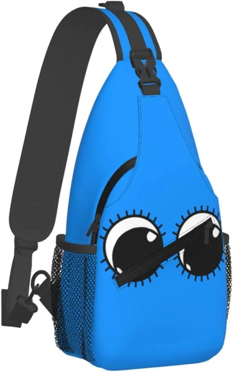Cute Funny Cartoon Sketch Eyes Crossbody Bag Cross Chest Bag Adjustable Sling Backpack Sports Gym Shoulder Bags Travel Cycling Daypack Diagonally Casual Rucksack