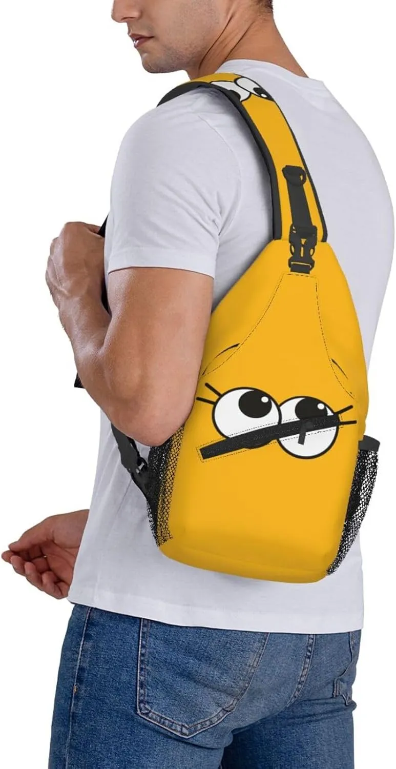Cute Funny Cartoon Sketch Eyes Crossbody Bag Cross Chest Bag Adjustable Sling Backpack Sports Gym Shoulder Bags Travel Cycling Daypack Diagonally Casual Rucksack