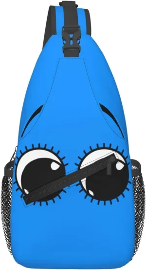 Cute Funny Cartoon Sketch Eyes Crossbody Bag Cross Chest Bag Adjustable Sling Backpack Sports Gym Shoulder Bags Travel Cycling Daypack Diagonally Casual Rucksack