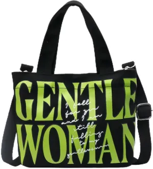 Cute Gentle Woman Crossbody Tote Bag Canvas Handheld Shoulder Bag with Portable Handles Office Travel Essentials