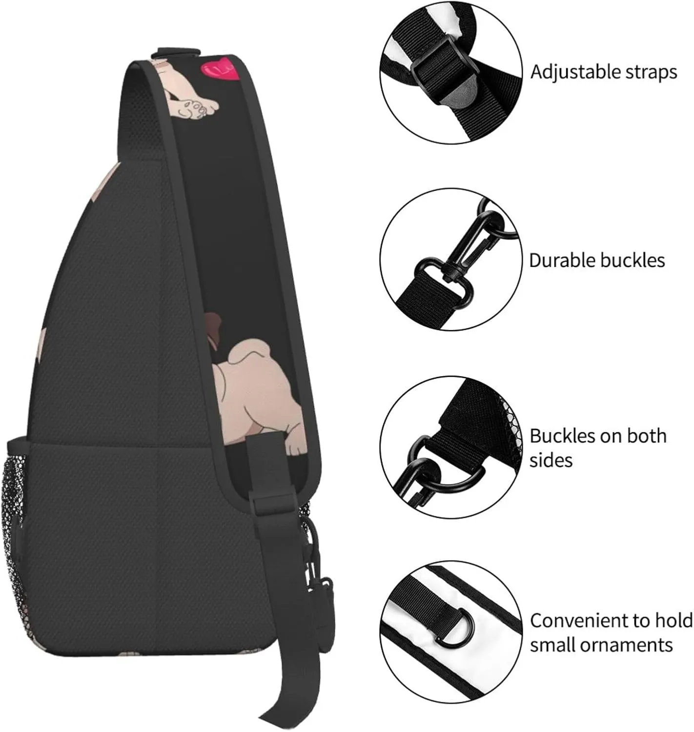 Cute Nurse Print Crossbody Sling Backpack For Women Men,Sling Bag Travel Hiking Chest Bag Daypack