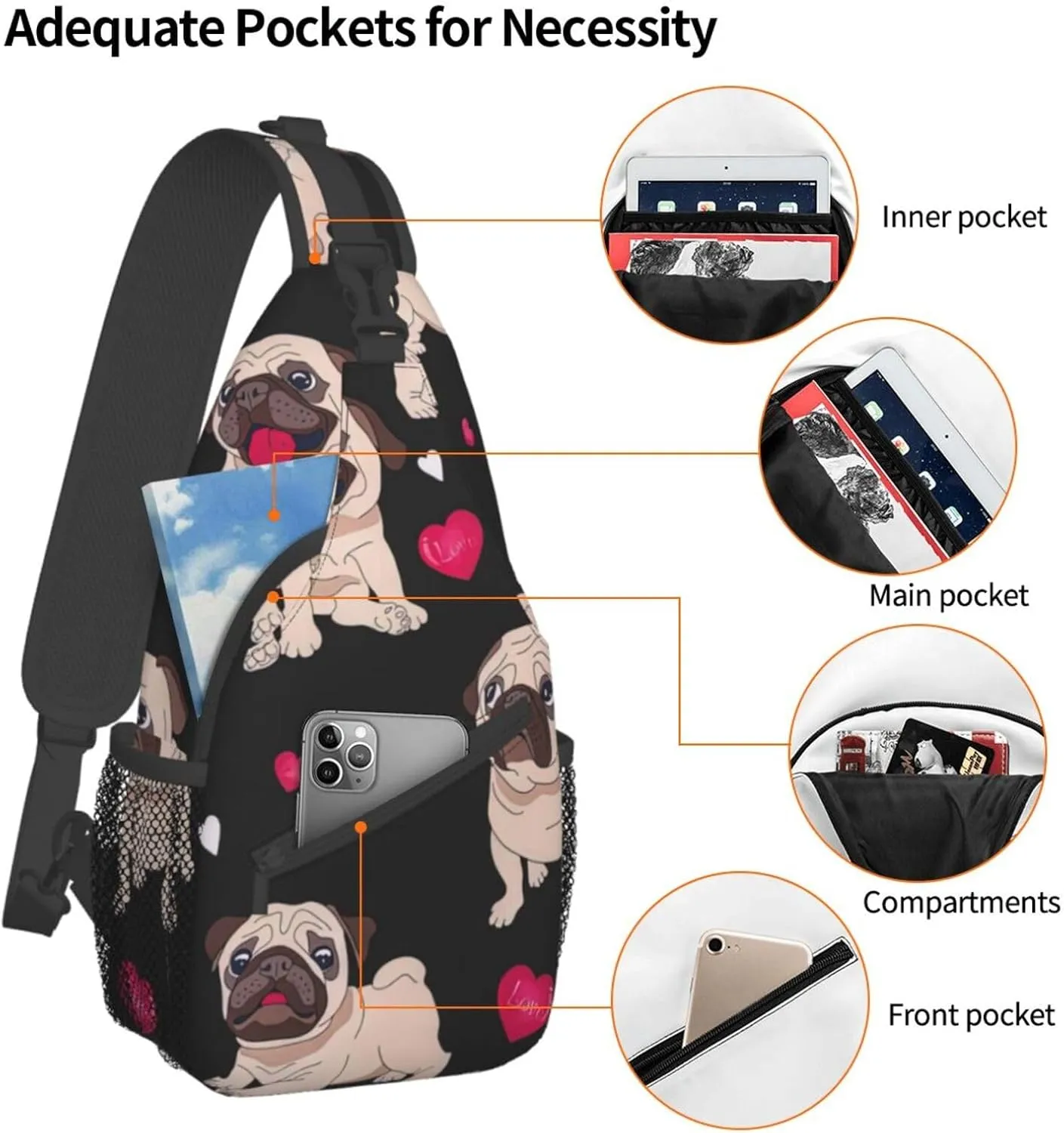 Cute Nurse Print Crossbody Sling Backpack For Women Men,Sling Bag Travel Hiking Chest Bag Daypack
