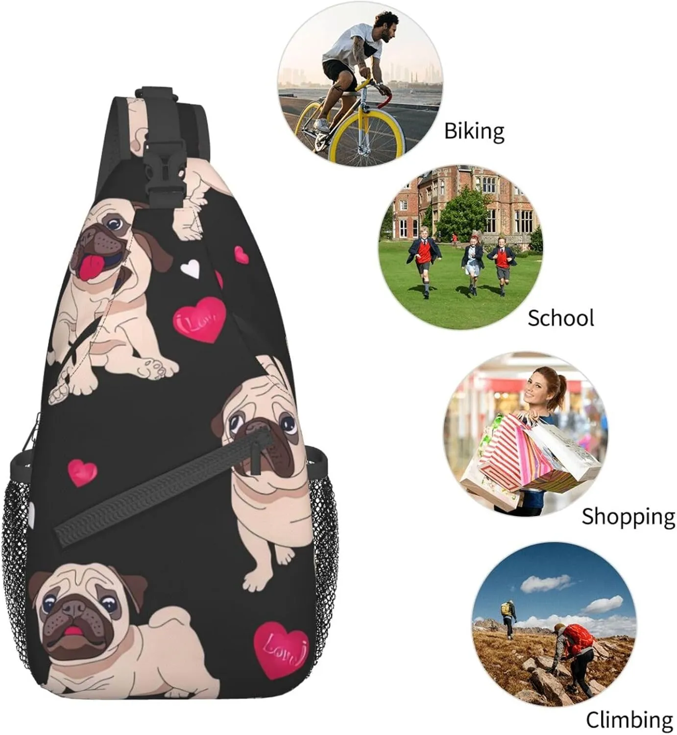 Cute Nurse Print Crossbody Sling Backpack For Women Men,Sling Bag Travel Hiking Chest Bag Daypack