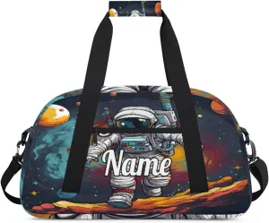 Cute Planet Astronaut Personalized Dance Bag for Girls Boys Sport Duffel Bag with Your Name Kids Gymnastics Travel Bags