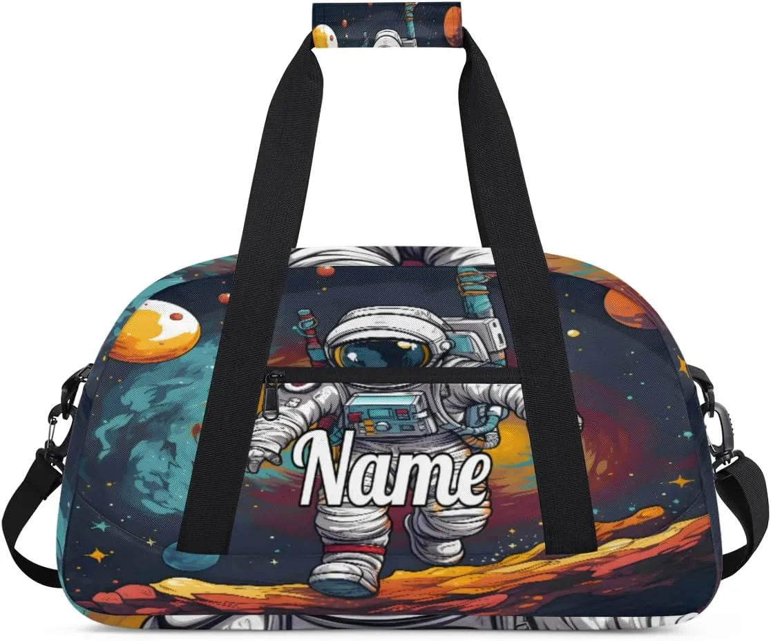 Cute Planet Astronaut Personalized Dance Bag for Girls Boys Sport Duffel Bag with Your Name Kids Gymnastics Travel Bags