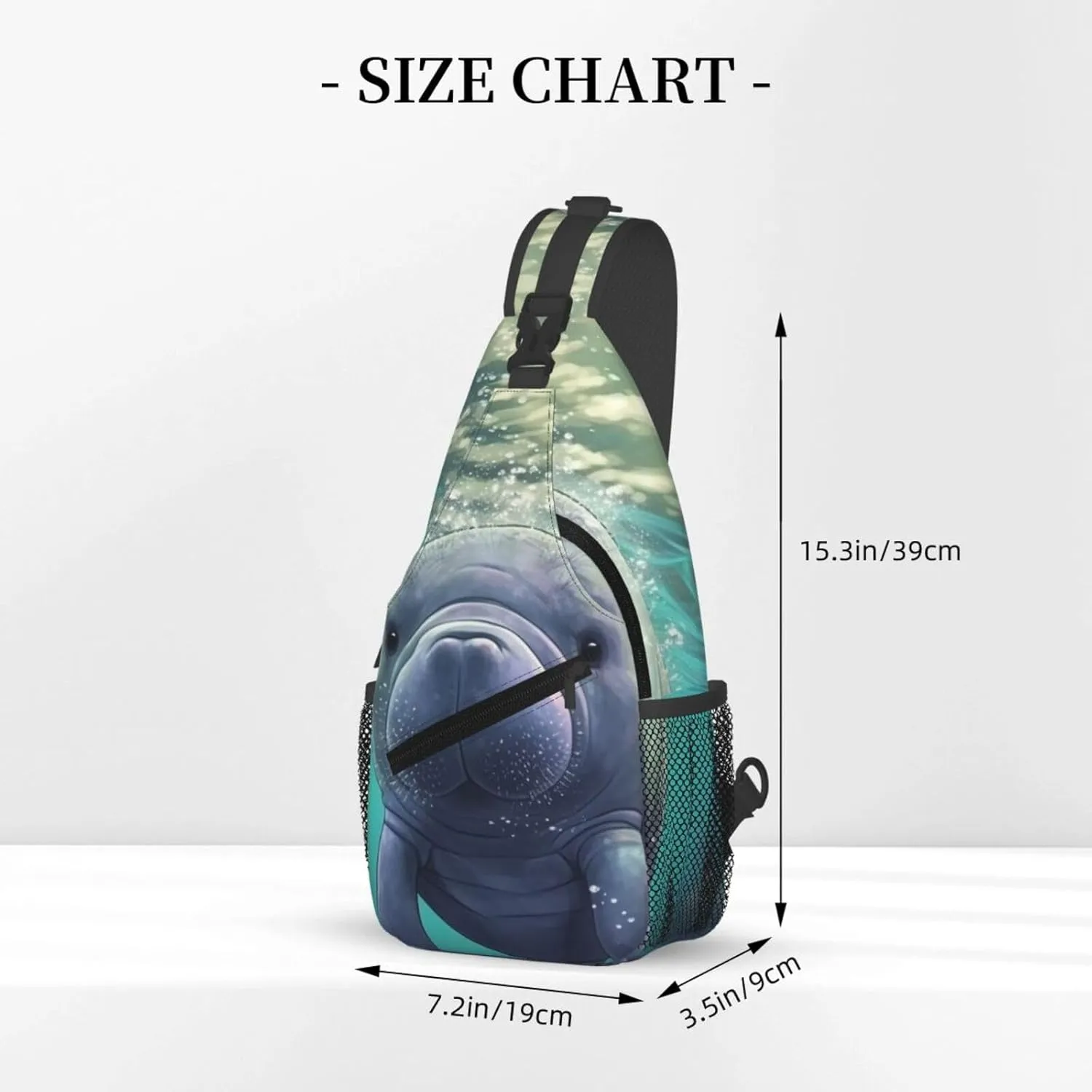 Cute Sea Animal Manatee Sling Bag Backpack For Men Cross Chest Bag Crossbody Shoulder Bag Travel Hiking Daypack