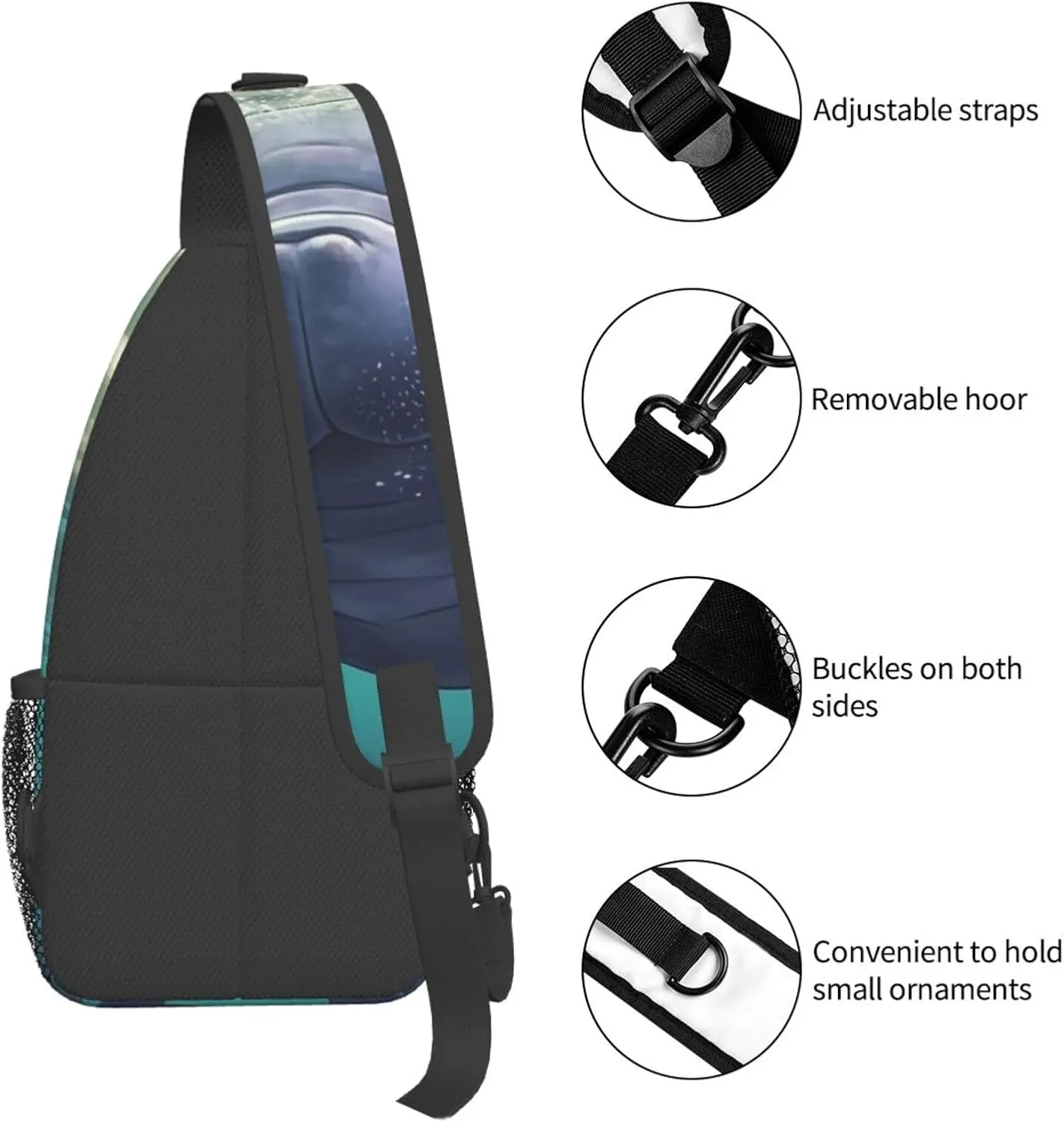Cute Sea Animal Manatee Sling Bag Backpack For Men Cross Chest Bag Crossbody Shoulder Bag Travel Hiking Daypack