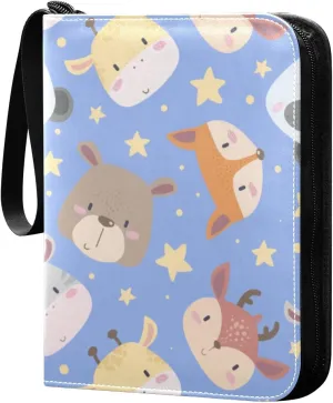 Cute Simple Animal Card Binder 4-Pocket, 400 Pockets Trading Cards Holder Games Card Albums Storage Organizer Case for Football, Baseball Cards