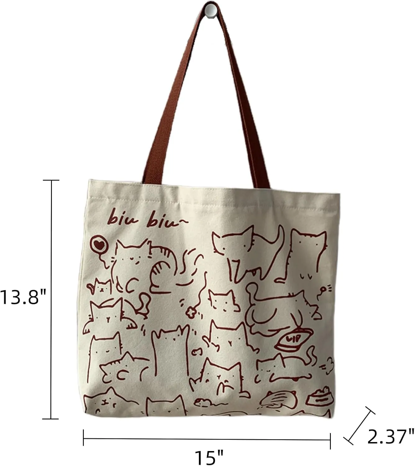 Cute Tote Bag for Women with Zipper, Funny Purse with Cats Dogs Large Canvas Shoulder Bag Handbag