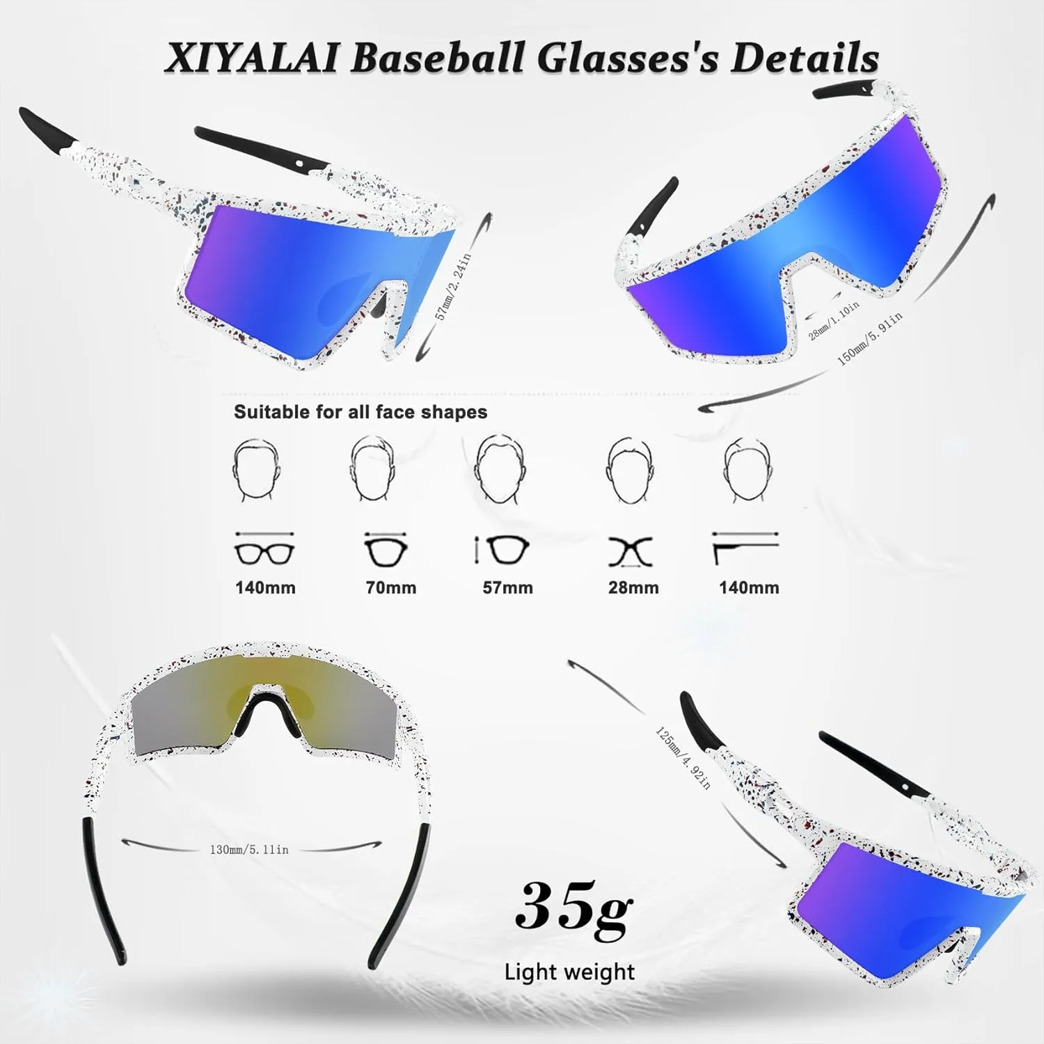 Cycling Glasses for Men Women, Sports Sun glasses for Youth Baseball, Running, Mountain Biking and Fishing Goggles