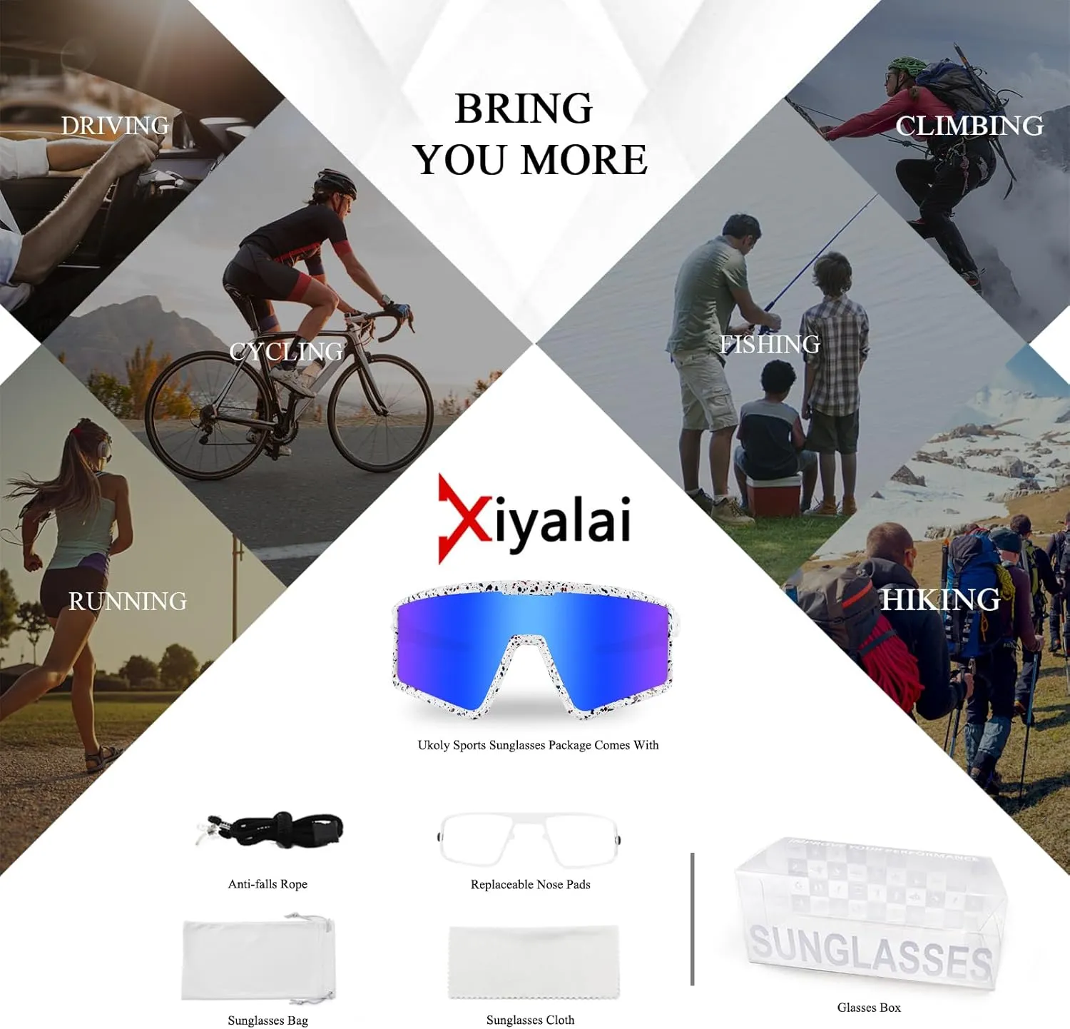 Cycling Glasses for Men Women, Sports Sun glasses for Youth Baseball, Running, Mountain Biking and Fishing Goggles