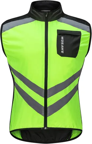 Cycling Jacket, Men Cycling Vest Foldable Quick Dry Breathable Reflective Sports Safety Bike Vest for Riding Running Jogging Hiking