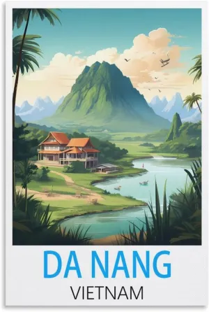 Da Nang Vietnam Vintage Travel Poster 24x36inch(60x90cm) Canvas Wall Art Wall Print Painting Decor Living Room Bedroom Decor
