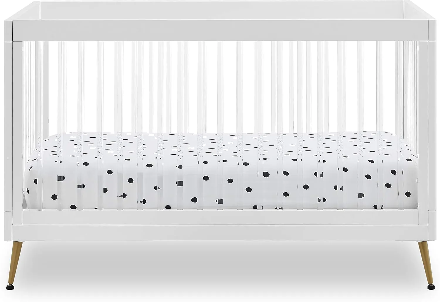Delta Children Sloane 4-in-1 Acrylic Convertible Crib - Includes Conversion Rails, Bianca White w/Melted Bronze