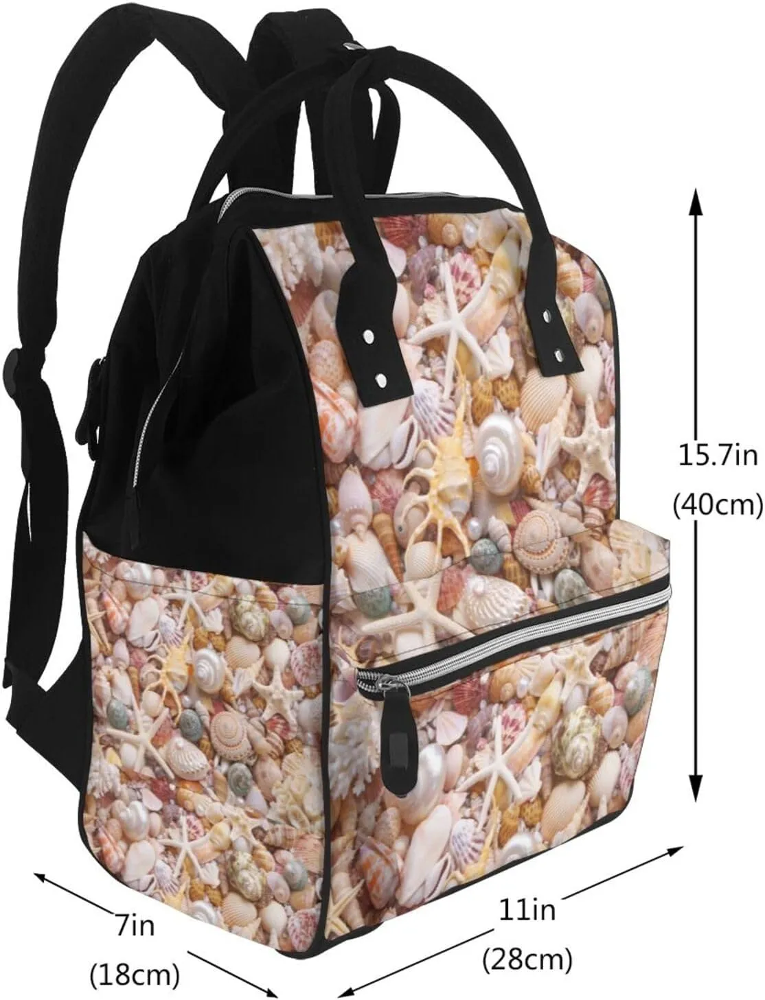 Diaper Bag Backpack For Women, Colorful Seashells Waterproof Multifunction Travel Pack Maternity Baby Changing Bags, Nappy Baby Bags With Multi-Function For Baby