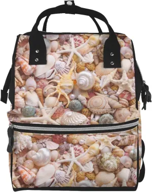 Diaper Bag Backpack For Women, Colorful Seashells Waterproof Multifunction Travel Pack Maternity Baby Changing Bags, Nappy Baby Bags With Multi-Function For Baby