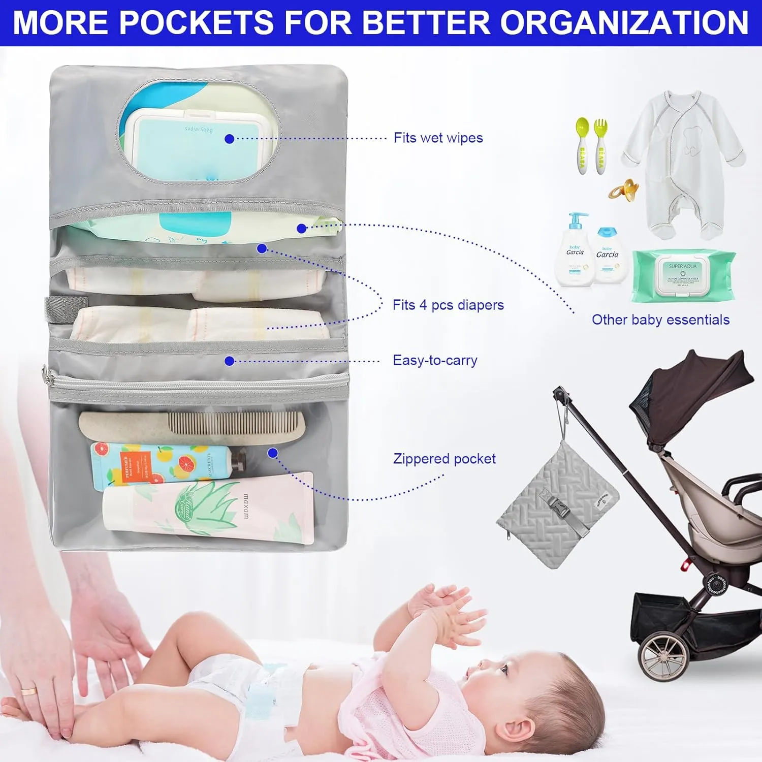 Diaper Bag Tote: Mommy Bag, Baby Bag for Boy and Girl, Mom Hospital Bag, Twins or 2 Kids Diapers Bag