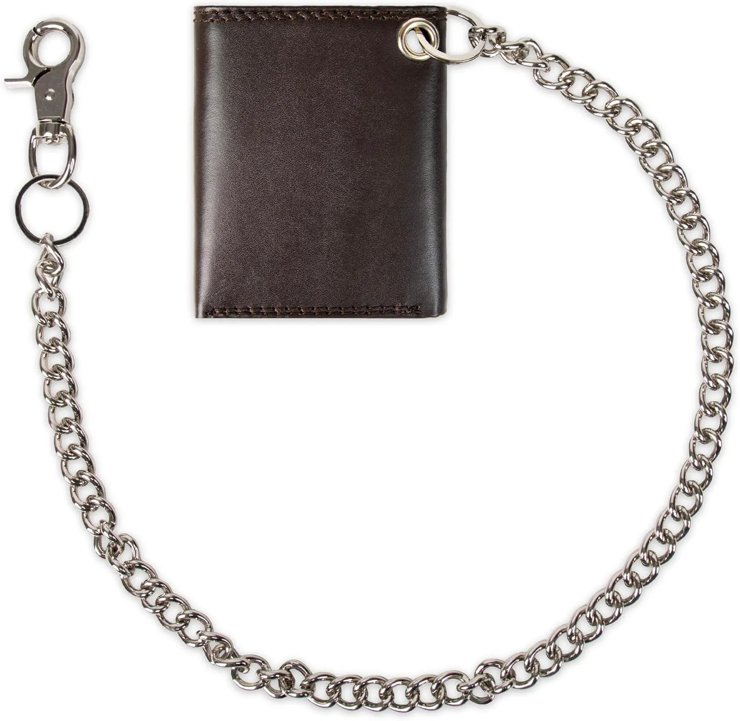 Dickies Men's Compact Leather Trifold Chain Wallet-Clear Id Window, Credit Card Slots