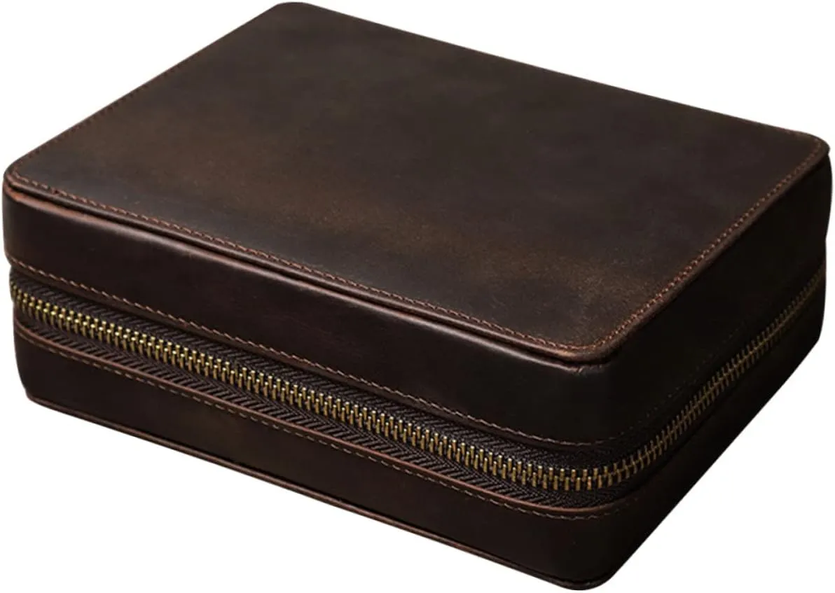 Didiseaon 4 Watch Bag Watches for Men Carrying – Watch Holder Storage Watch Men Vintage Watch Travel Watch Case Watch Travel Case Watch Case Travel Case Leather Coffee