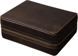Didiseaon 4 Watch Bag Watches for Men Carrying – Watch Holder Storage Watch Men Vintage Watch Travel Watch Case Watch Travel Case Watch Case Travel Case Leather Coffee