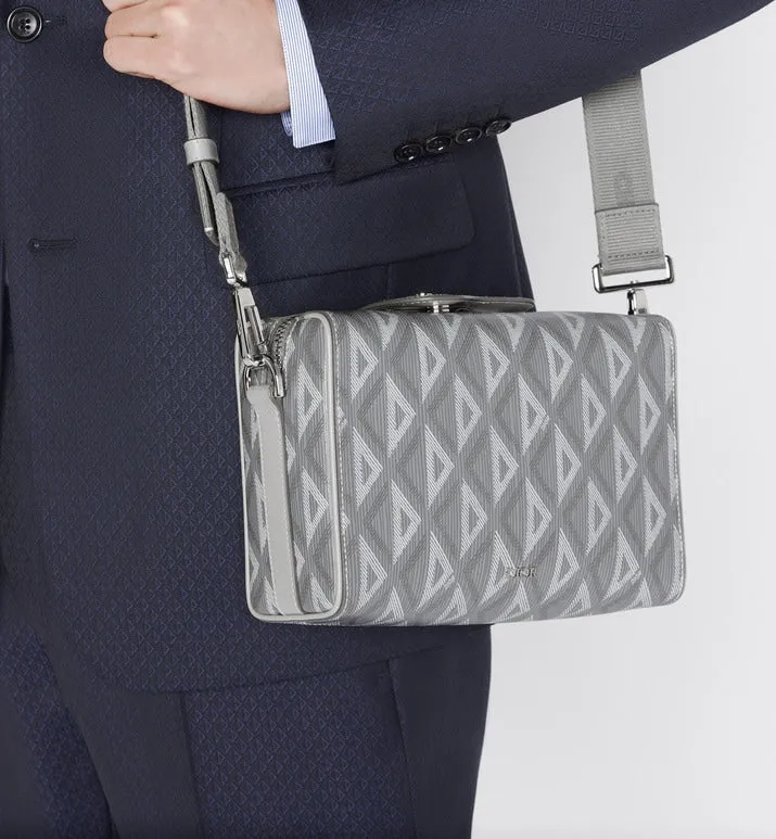 Dior Lingot Pouch • Dior Gray CD Diamond Canvas and Smooth Calfskin
