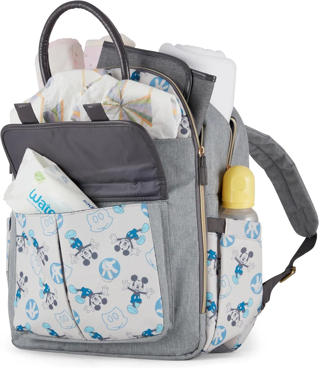 Disney Unisex Baby Travel Diaper Backpack| 16-Inches Height Multi-Functional Bag, Mickey Mouse Double Handle 2, Extra Large