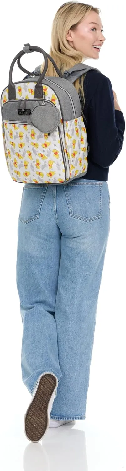 Disney Unisex Baby Travel Diaper Backpack| 16-Inches Height Multi-Functional Bag, Winnie The Pooh with Paci Holder, Extra Large